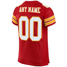 Загрузить изображение в средство просмотра галереи, Custom Red White-Gold Mesh Authentic Football Jersey