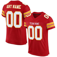 Загрузить изображение в средство просмотра галереи, Custom Red White-Gold Mesh Authentic Football Jersey