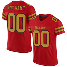 Загрузить изображение в средство просмотра галереи, Custom Red Old Gold-Black Mesh Authentic Football Jersey