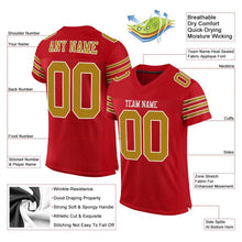 Загрузить изображение в средство просмотра галереи, Custom Red Old Gold-White Mesh Authentic Football Jersey