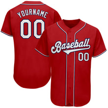 Загрузить изображение в средство просмотра галереи, Custom Red White-Navy Authentic Baseball Jersey