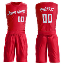 Load image into Gallery viewer, Custom Red White Round Neck Suit Basketball Jersey