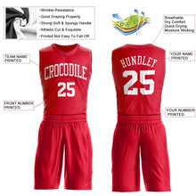 Load image into Gallery viewer, Custom Red White Round Neck Suit Basketball Jersey