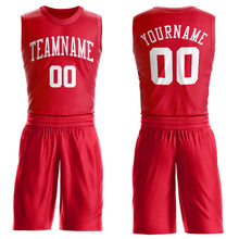 Load image into Gallery viewer, Custom Red White Round Neck Suit Basketball Jersey