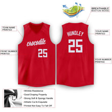 Load image into Gallery viewer, Custom Red White V-Neck Basketball Jersey
