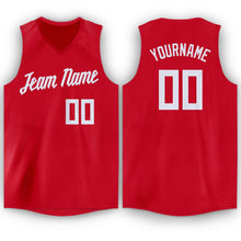 Load image into Gallery viewer, Custom Red White V-Neck Basketball Jersey