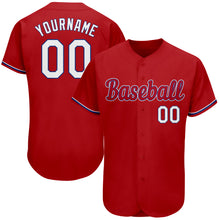 Load image into Gallery viewer, Custom Red White-Royal Authentic Baseball Jersey