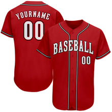 Load image into Gallery viewer, Custom Red White-Black Authentic Baseball Jersey