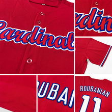 Load image into Gallery viewer, Custom Red Red-Navy Authentic Baseball Jersey