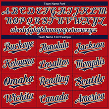 Load image into Gallery viewer, Custom Red Navy-Old Gold Authentic Baseball Jersey