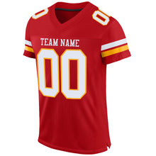 Загрузить изображение в средство просмотра галереи, Custom Red White-Gold Mesh Authentic Football Jersey