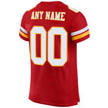 Загрузить изображение в средство просмотра галереи, Custom Red White-Gold Mesh Authentic Football Jersey