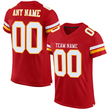 Загрузить изображение в средство просмотра галереи, Custom Red White-Gold Mesh Authentic Football Jersey