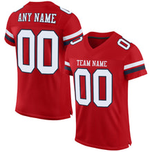 Load image into Gallery viewer, Custom Red White-Navy Mesh Authentic Football Jersey