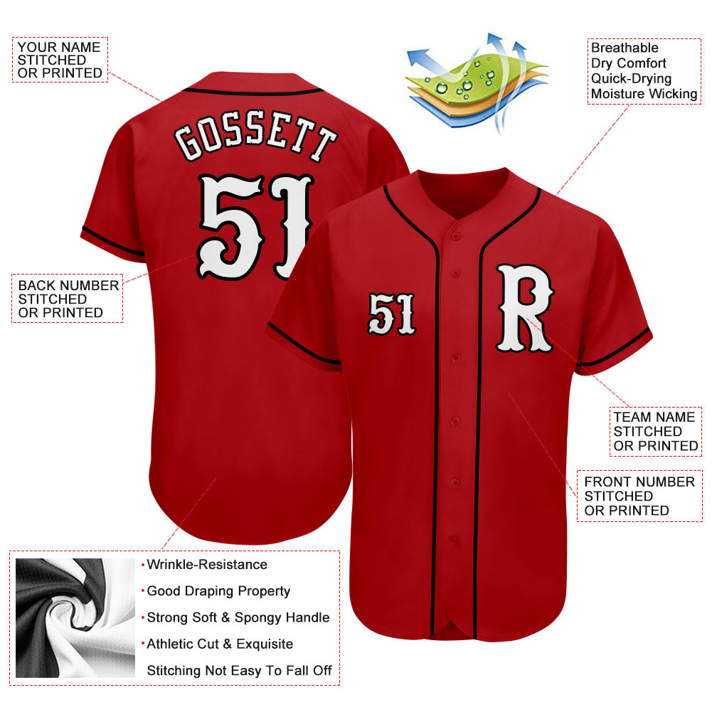 Sale Build Black Baseball Authentic Red Jersey White – CustomJerseysPro