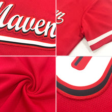 Загрузить изображение в средство просмотра галереи, Custom Red White-Navy Authentic Throwback Rib-Knit Baseball Jersey Shirt