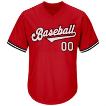 Загрузить изображение в средство просмотра галереи, Custom Red White-Black Authentic Throwback Rib-Knit Baseball Jersey Shirt