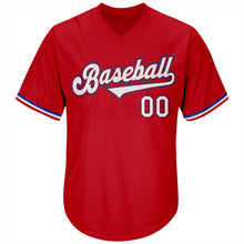 Загрузить изображение в средство просмотра галереи, Custom Red White-Royal Authentic Throwback Rib-Knit Baseball Jersey Shirt