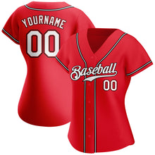 Load image into Gallery viewer, Custom Red White-Black Authentic Baseball Jersey