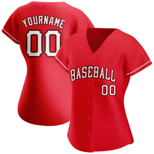 Load image into Gallery viewer, Custom Red White-Black Authentic Baseball Jersey
