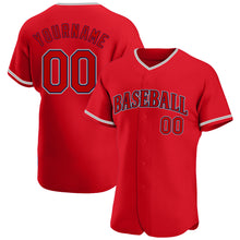 Load image into Gallery viewer, Custom Red Red-Navy Authentic Baseball Jersey