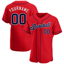 Load image into Gallery viewer, Custom Red Navy-White Authentic Baseball Jersey