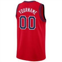 Charger l'image dans la galerie, Custom Red Navy-White Round Neck Rib-Knit Basketball Jersey