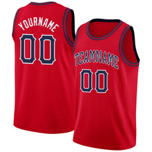 Charger l'image dans la galerie, Custom Red Navy-White Round Neck Rib-Knit Basketball Jersey