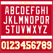 Загрузить изображение в средство просмотра галереи, Custom Red White-Gold Round Neck Rib-Knit Basketball Jersey