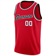 Загрузить изображение в средство просмотра галереи, Custom Red White-Black Round Neck Rib-Knit Basketball Jersey
