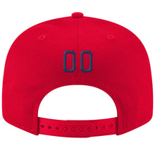 Load image into Gallery viewer, Custom Red Navy-White Stitched Adjustable Snapback Hat