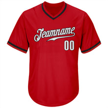 Загрузить изображение в средство просмотра галереи, Custom Red White-Black Authentic Throwback Rib-Knit Baseball Jersey Shirt