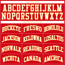 Загрузить изображение в средство просмотра галереи, Custom Red White-Gold Authentic Throwback Rib-Knit Baseball Jersey Shirt