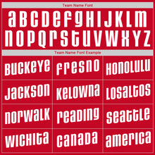 Загрузить изображение в средство просмотра галереи, Custom Red White-Gold Authentic Throwback Rib-Knit Baseball Jersey Shirt