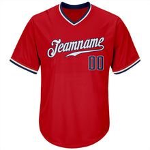 Загрузить изображение в средство просмотра галереи, Custom Red Navy-White Authentic Throwback Rib-Knit Baseball Jersey Shirt