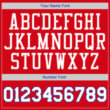 Загрузить изображение в средство просмотра галереи, Custom Red White-Royal Authentic Throwback Rib-Knit Baseball Jersey Shirt