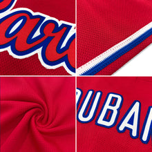 Загрузить изображение в средство просмотра галереи, Custom Red White-Royal Authentic Throwback Rib-Knit Baseball Jersey Shirt
