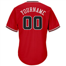 Загрузить изображение в средство просмотра галереи, Custom Red Black-White Authentic Throwback Rib-Knit Baseball Jersey Shirt