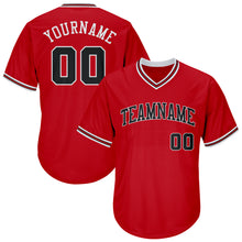 Загрузить изображение в средство просмотра галереи, Custom Red Black-White Authentic Throwback Rib-Knit Baseball Jersey Shirt