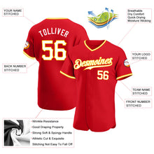 Load image into Gallery viewer, Custom Red White-Gold Authentic Baseball Jersey