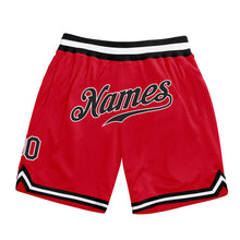 Charger l'image dans la galerie, Custom Red Black-White Authentic Throwback Basketball Shorts