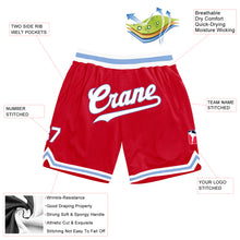 Laden Sie das Bild in den Galerie-Viewer, Custom Red White-Light Blue Authentic Throwback Basketball Shorts