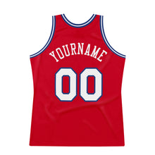 Laden Sie das Bild in den Galerie-Viewer, Custom Red White-Royal Authentic Throwback Basketball Jersey
