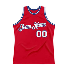 Laden Sie das Bild in den Galerie-Viewer, Custom Red White-Royal Authentic Throwback Basketball Jersey