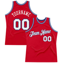 Laden Sie das Bild in den Galerie-Viewer, Custom Red White-Royal Authentic Throwback Basketball Jersey