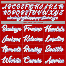 Load image into Gallery viewer, Custom Red White-Light Blue Authentic Throwback Basketball Jersey