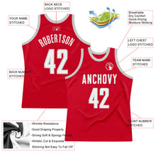 Загрузить изображение в средство просмотра галереи, Custom Red White-Gray Authentic Throwback Basketball Jersey