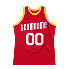 Загрузить изображение в средство просмотра галереи, Custom Red White-Gold Authentic Throwback Basketball Jersey