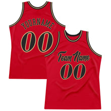 Load image into Gallery viewer, Custom Red Black-Old Gold Authentic Throwback Basketball Jersey