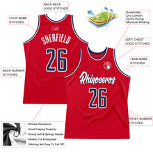 Load image into Gallery viewer, Custom Red Navy-White Authentic Throwback Basketball Jersey